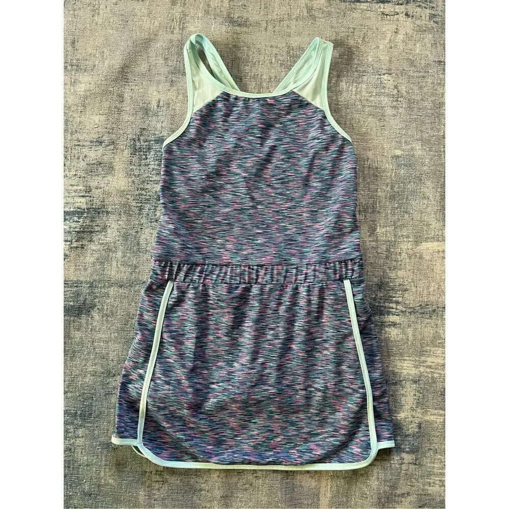 Gymboree Aqua Blue Pink Active Tank Dress with Built in Shorts Romper Girls XL